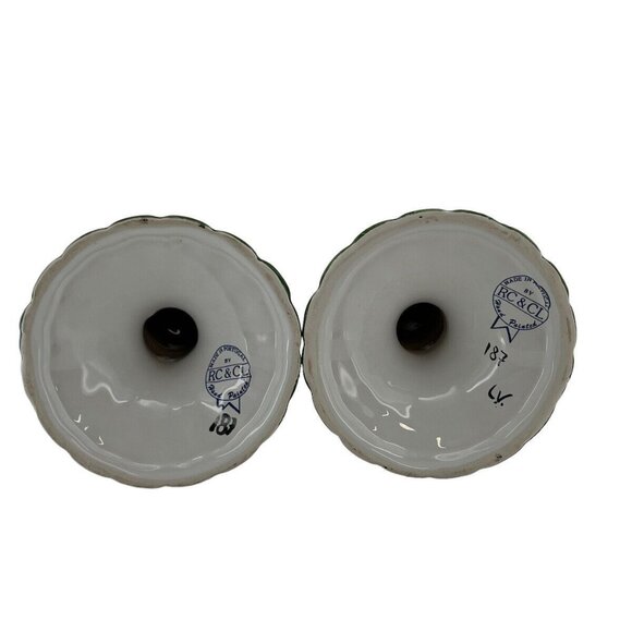 VTG RC & CLPorcelain Candlesticks Portugal Handpainted Flowers Vines - Picture 4 of 10